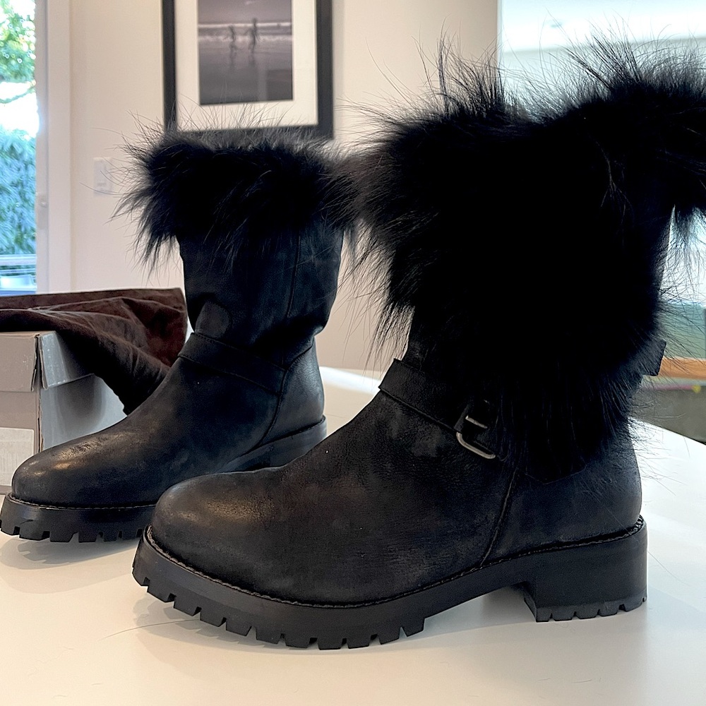 SARTORE from Paris real fur Motorcycle Boots
